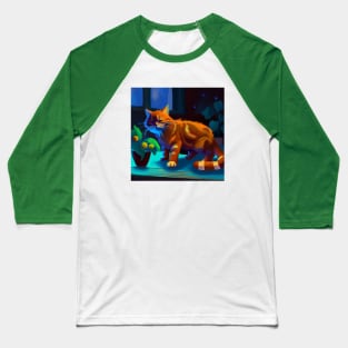 This Orange Cat is Up to Something Baseball T-Shirt